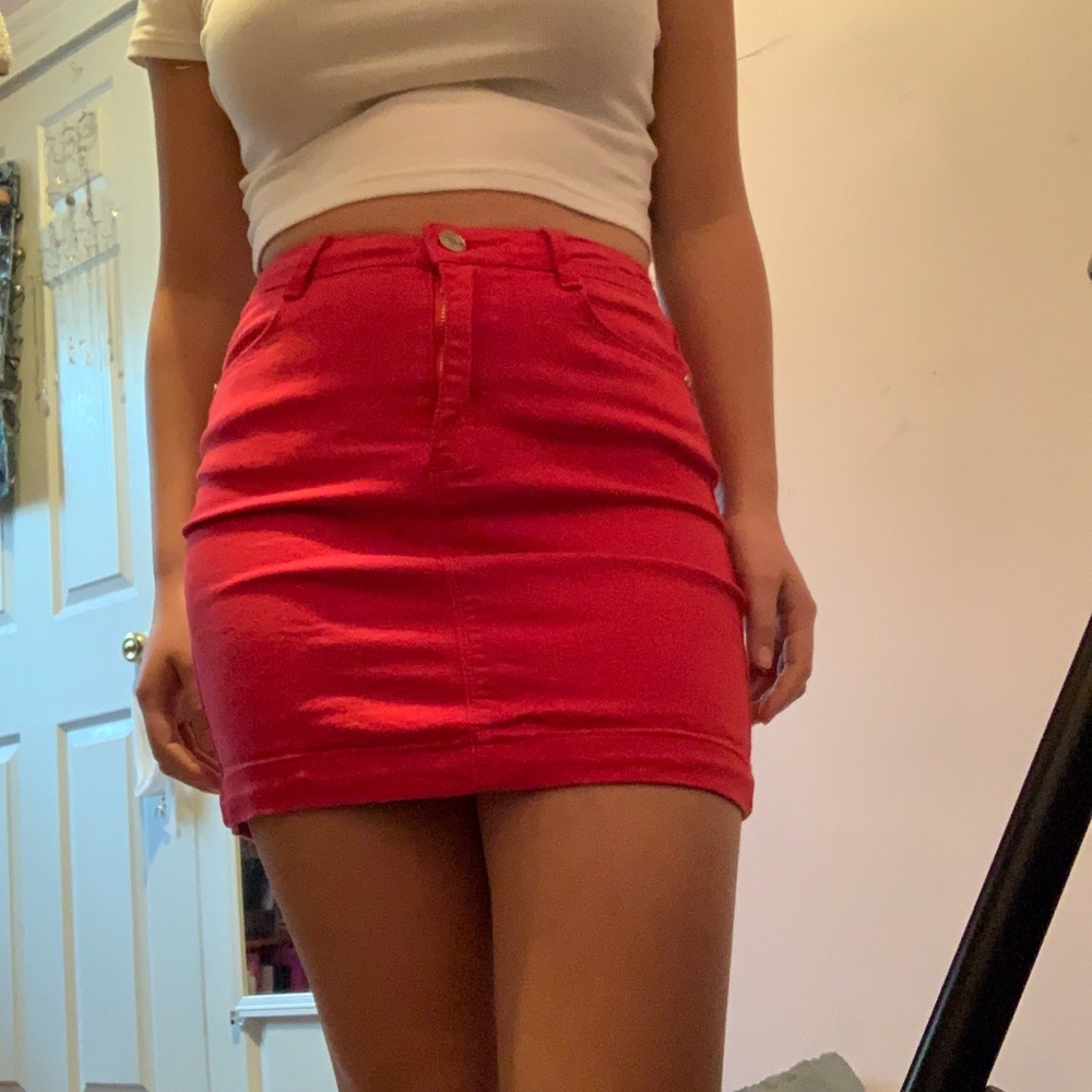Red mini skirt